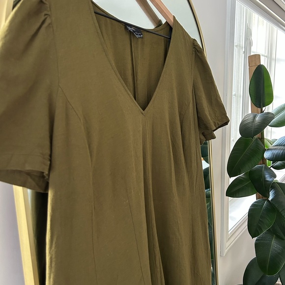 Nobody’s Child Olive Green V-Neck Dress - Picture 7 of 7